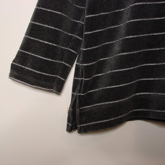 Talbots Gray Velvet Tunic Top Luxe Cowl Neck Silver Metallic Stripe Plus Size 2X - Picture 8 of 12